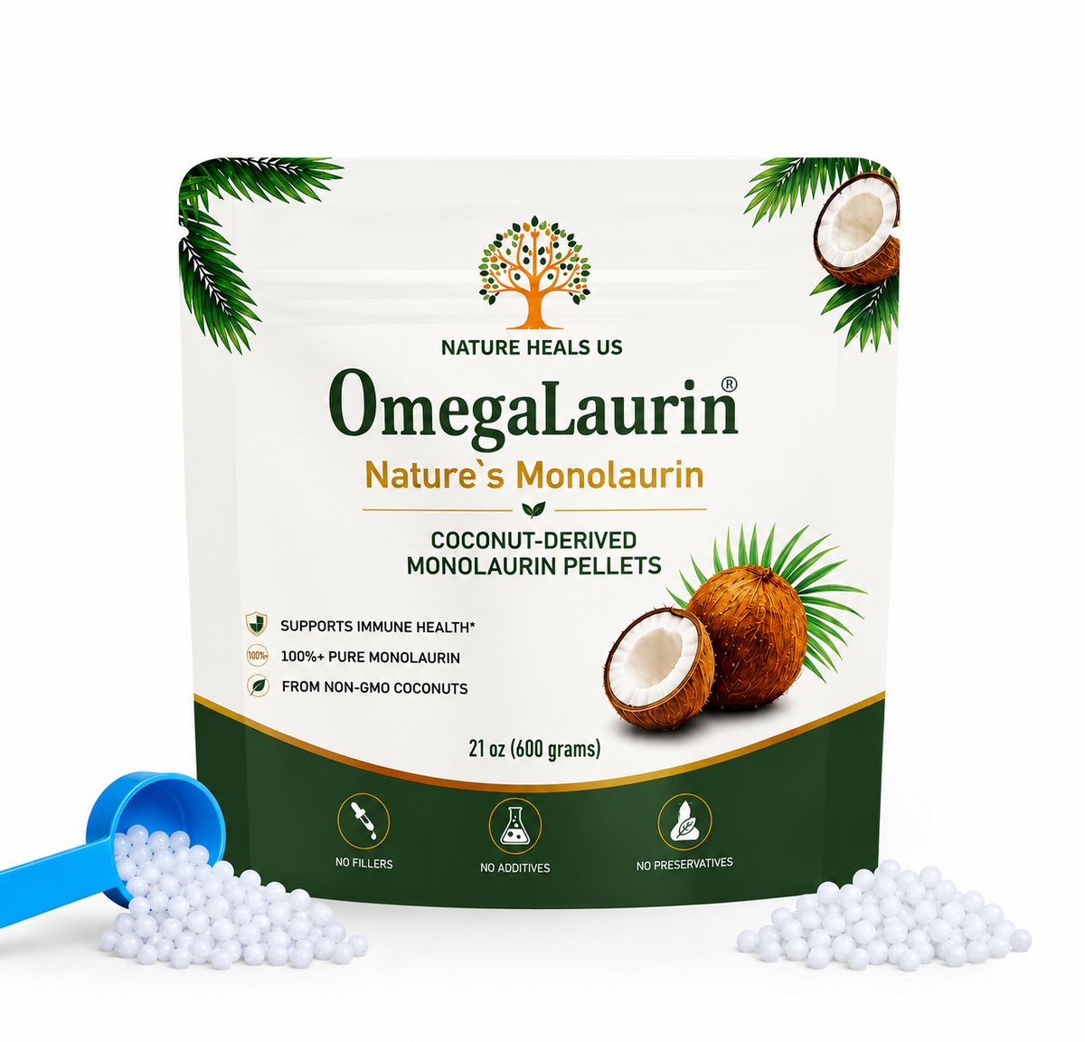 OmegaLaurin® Pure Monolaurin Pellets – 7 oz (198 g) | 3,000 mg Per Serving | Coconut-Derived Monolaurin